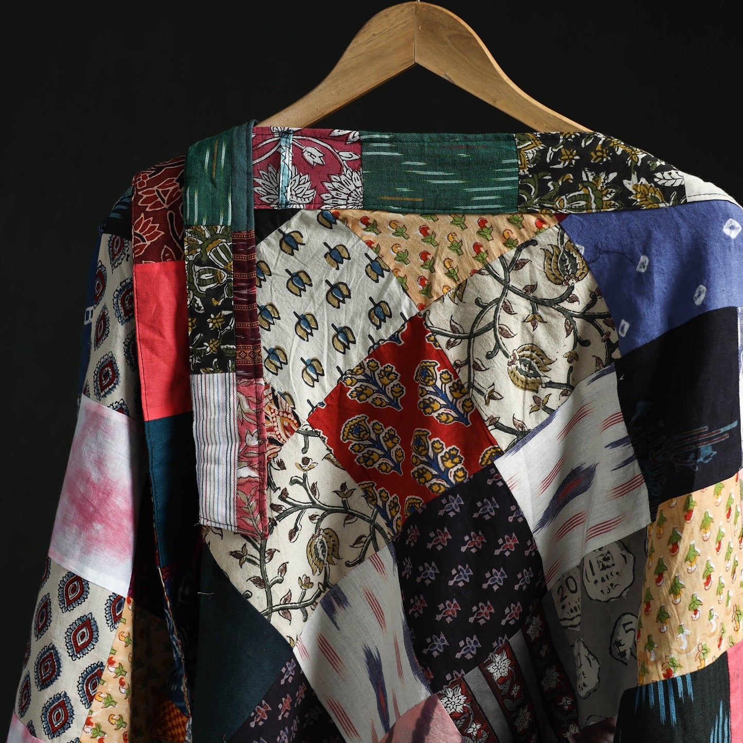 Tukdi patchwork cotton wrap around skirt 08 - handcrafted
