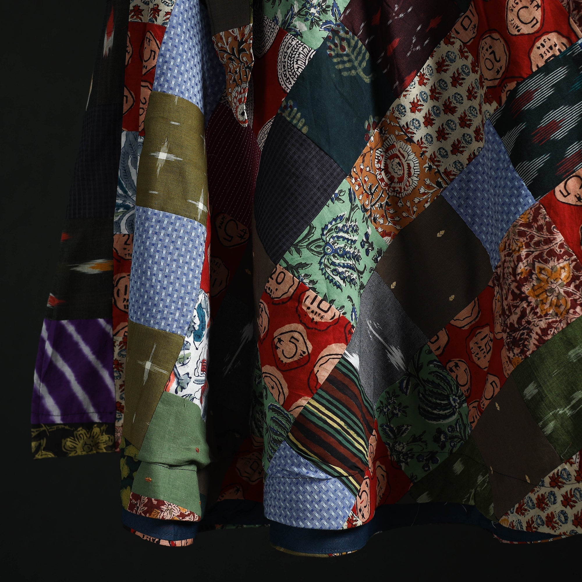 Tukdi patchwork cotton wrap around skirt 10 - handcrafted