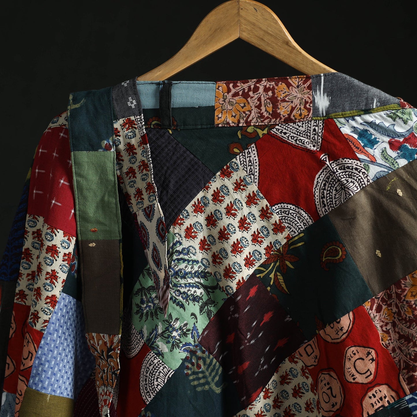 Tukdi patchwork cotton wrap around skirt 10 - handcrafted