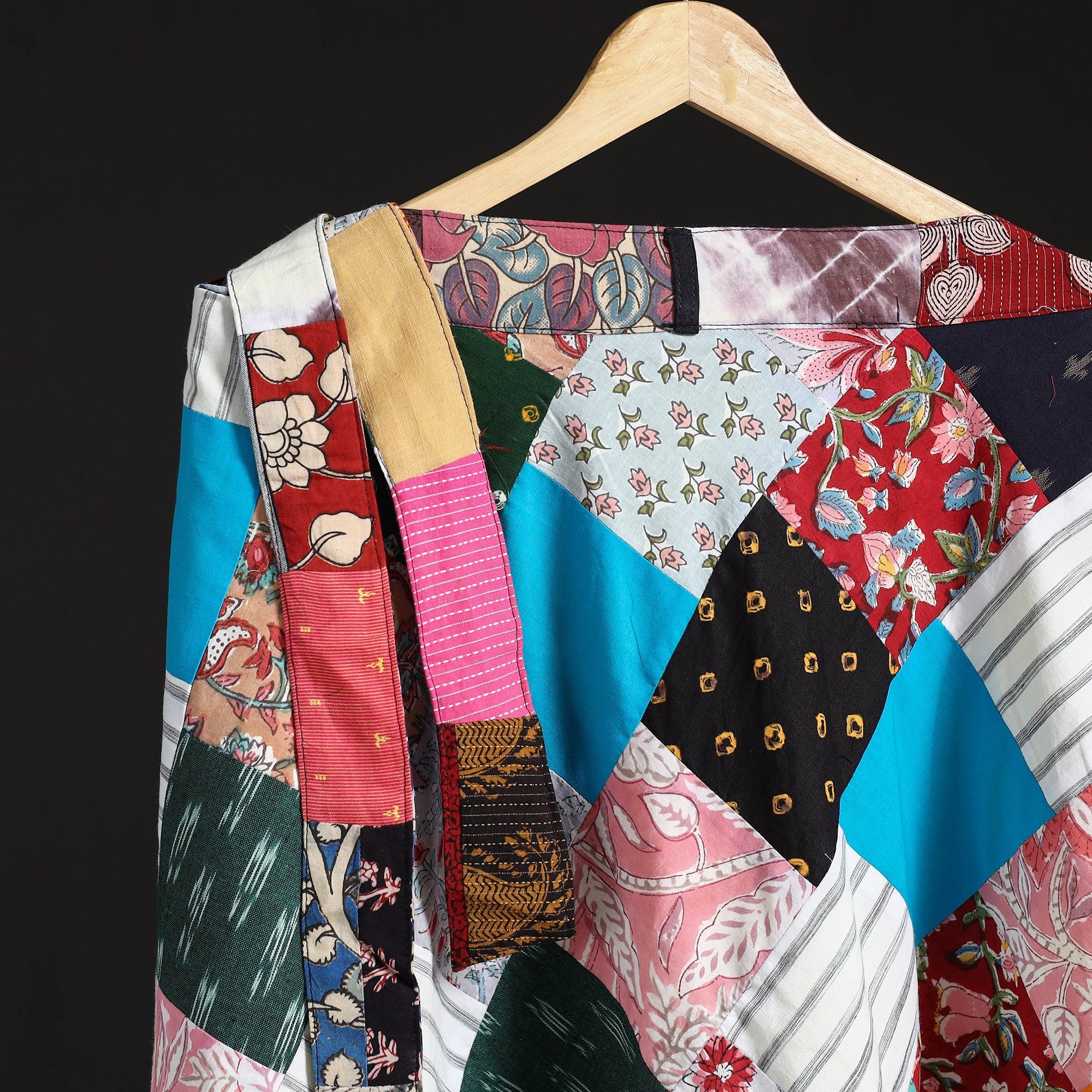 Tukdi patchwork cotton wrap around skirt 12 - handcrafted