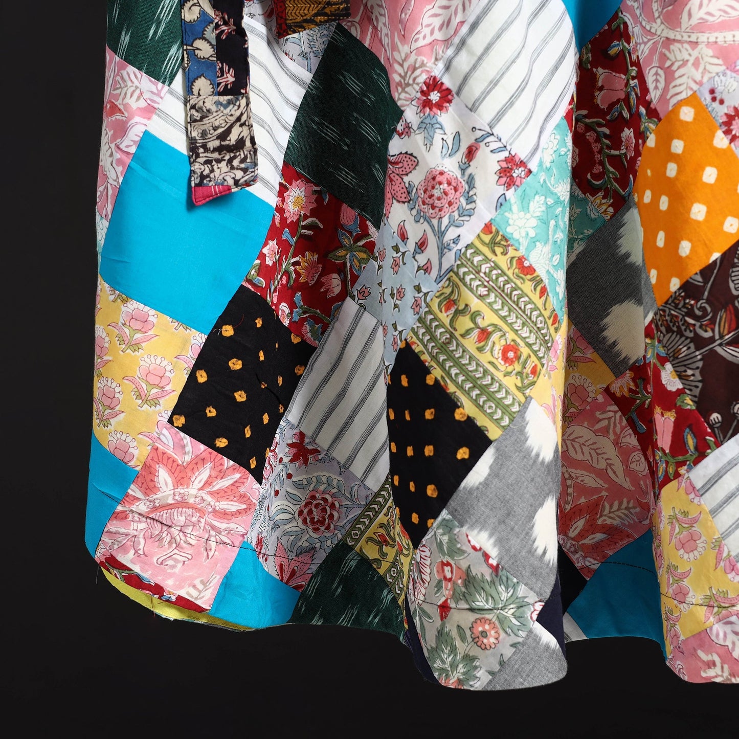 Tukdi patchwork cotton wrap around skirt 12 - handcrafted