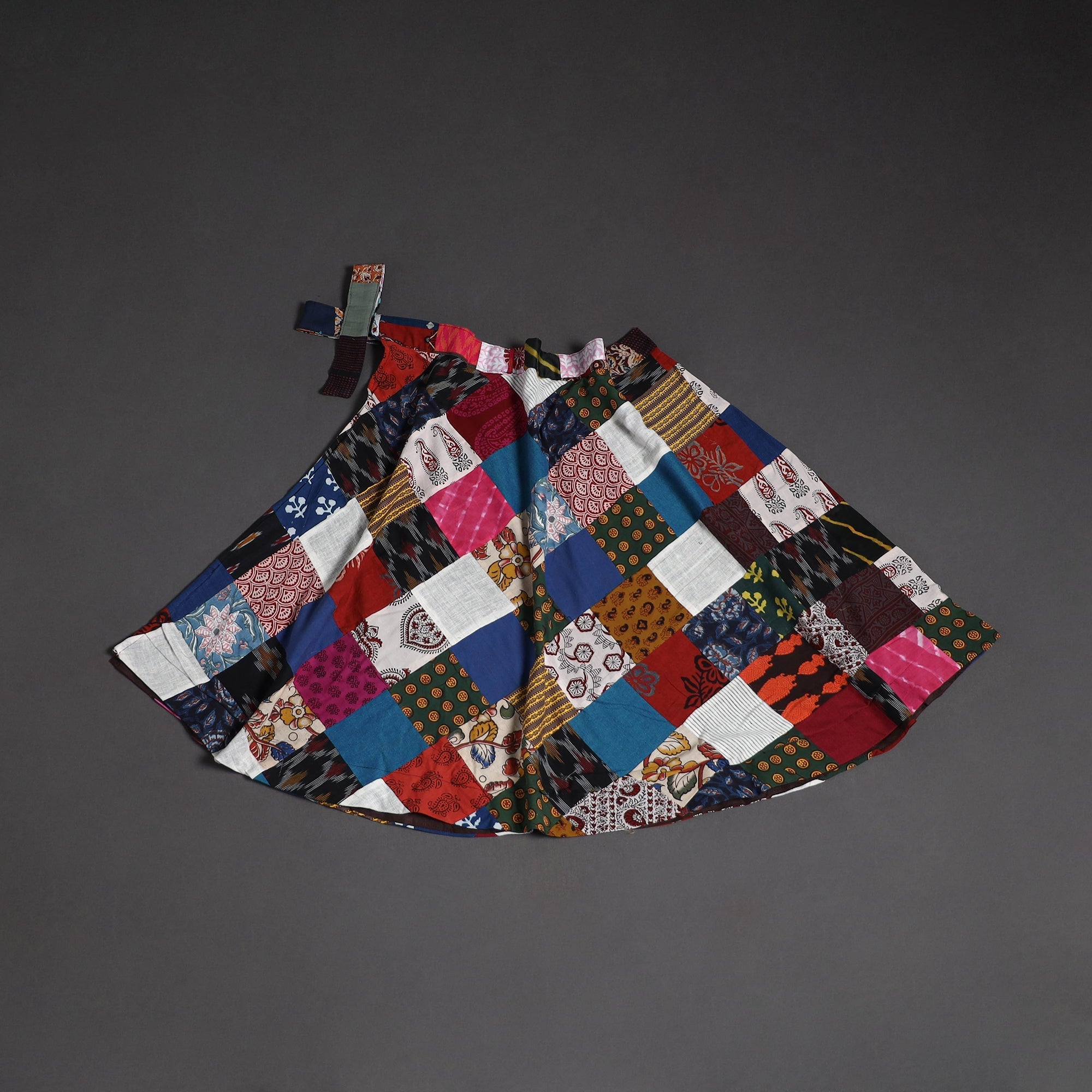Tukdi patchwork cotton wrap around skirt 13 - handcrafted