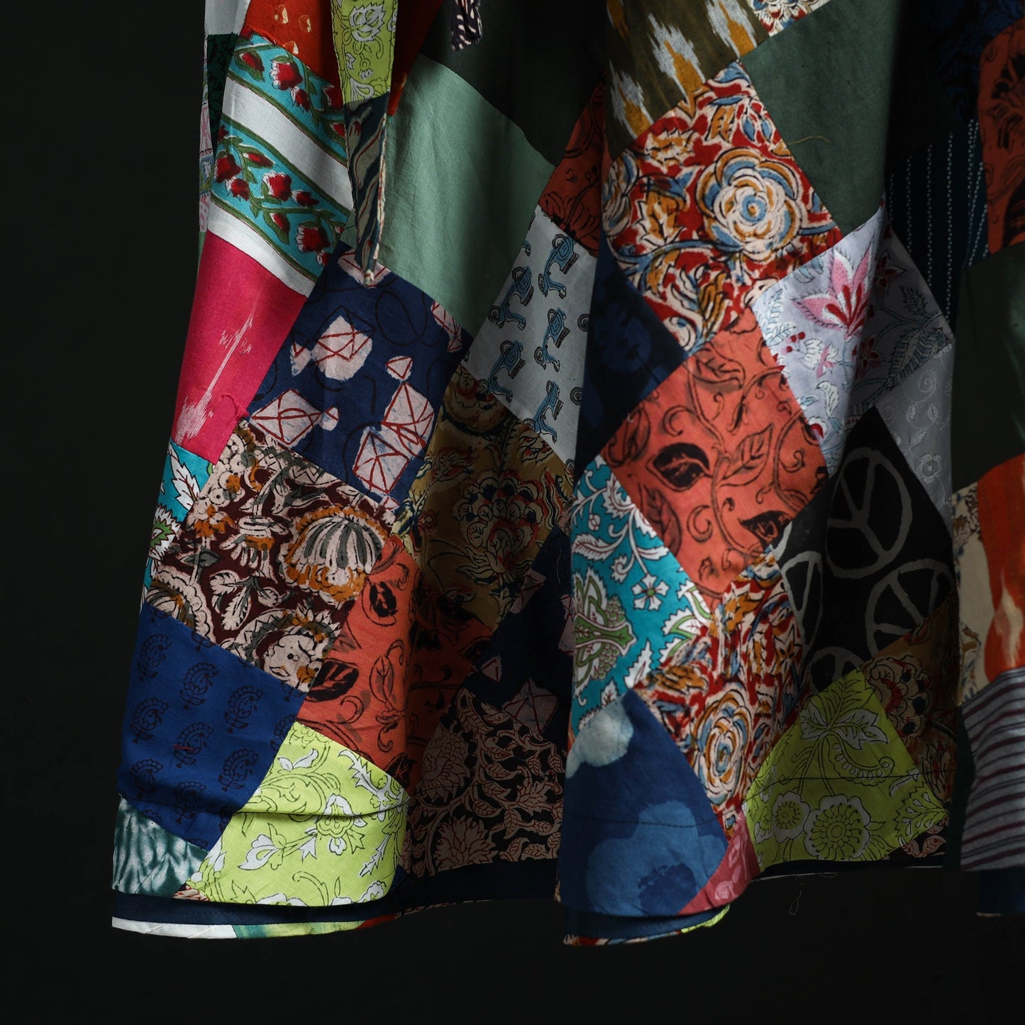 Tukdi patchwork cotton wrap around skirt 13 - handcrafted