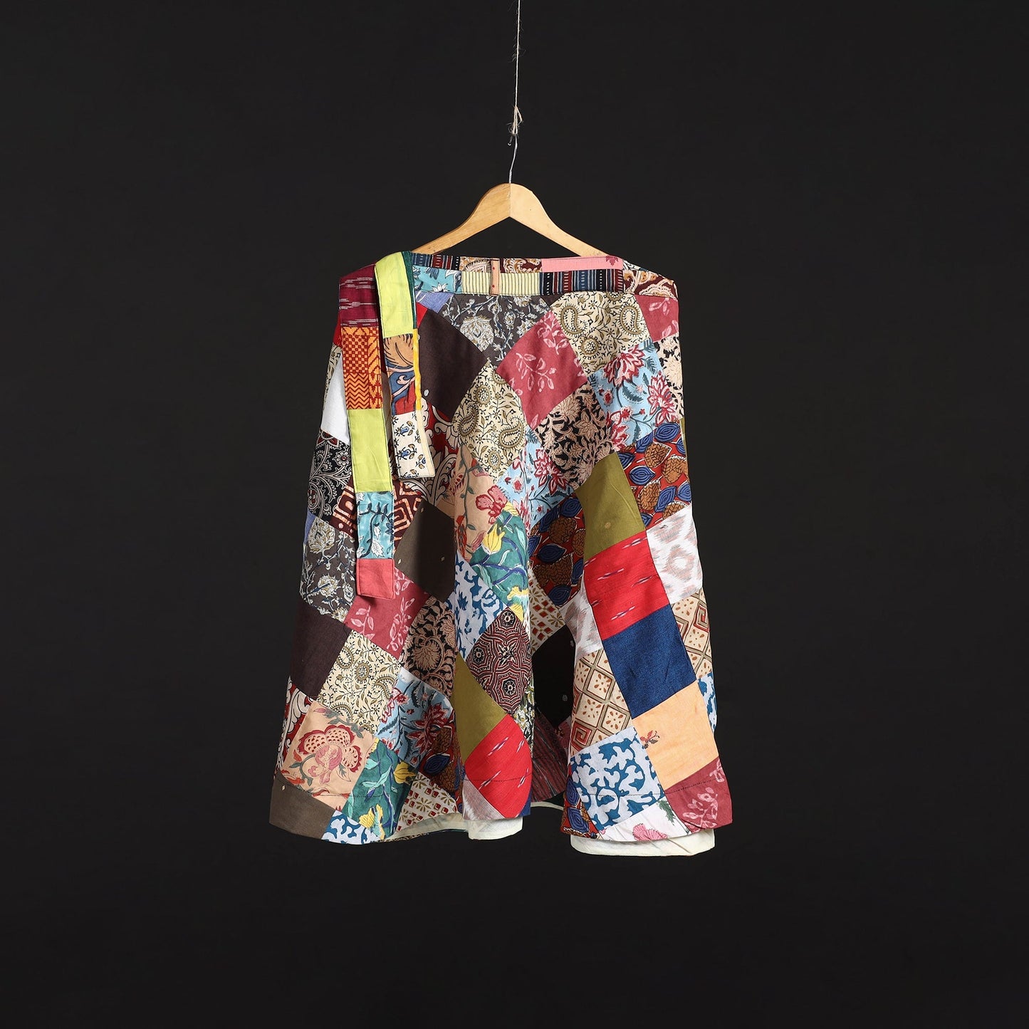 Tukdi patchwork cotton wrap around skirt 14 - handcrafted
