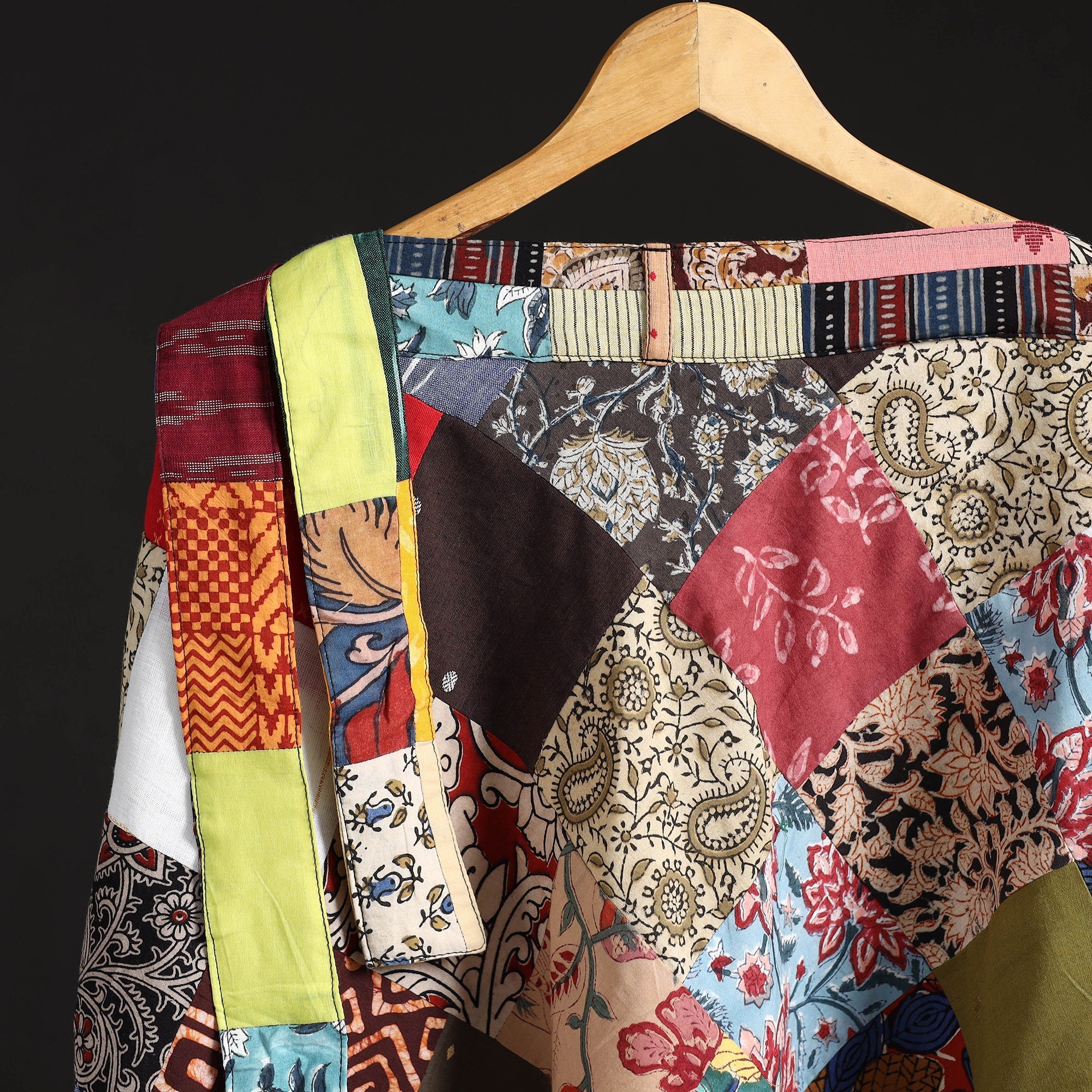 Tukdi patchwork cotton wrap around skirt 14 - handcrafted