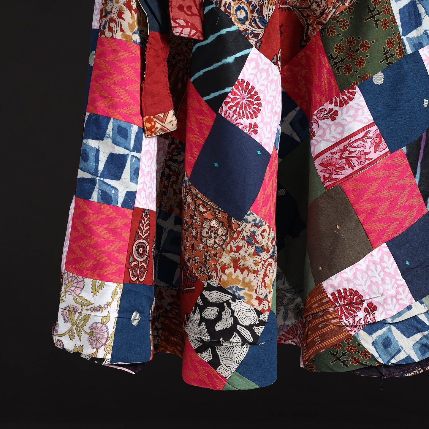 Tukdi patchwork cotton wrap around skirt 15 - handcrafted