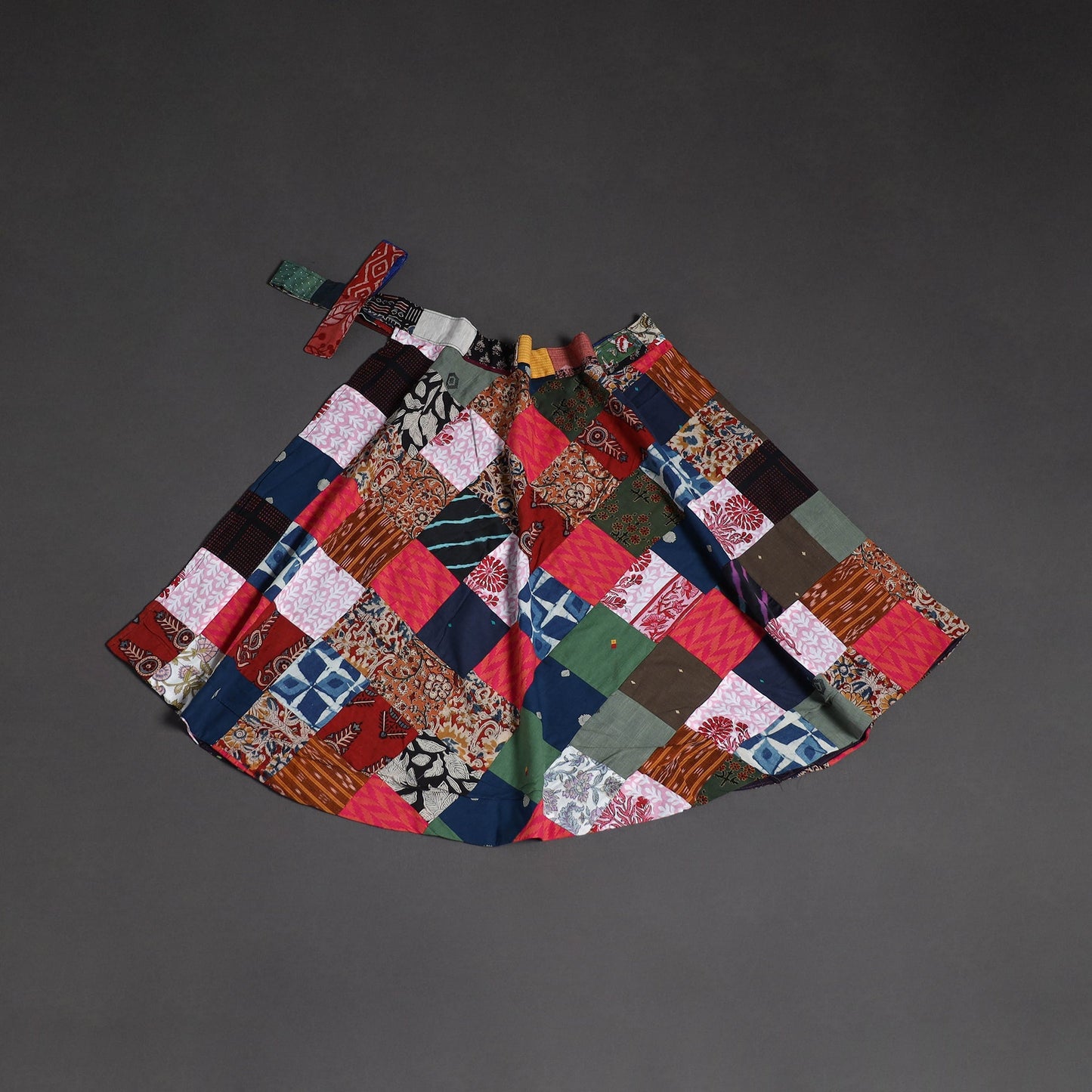 Tukdi patchwork cotton wrap around skirt 15 - handcrafted