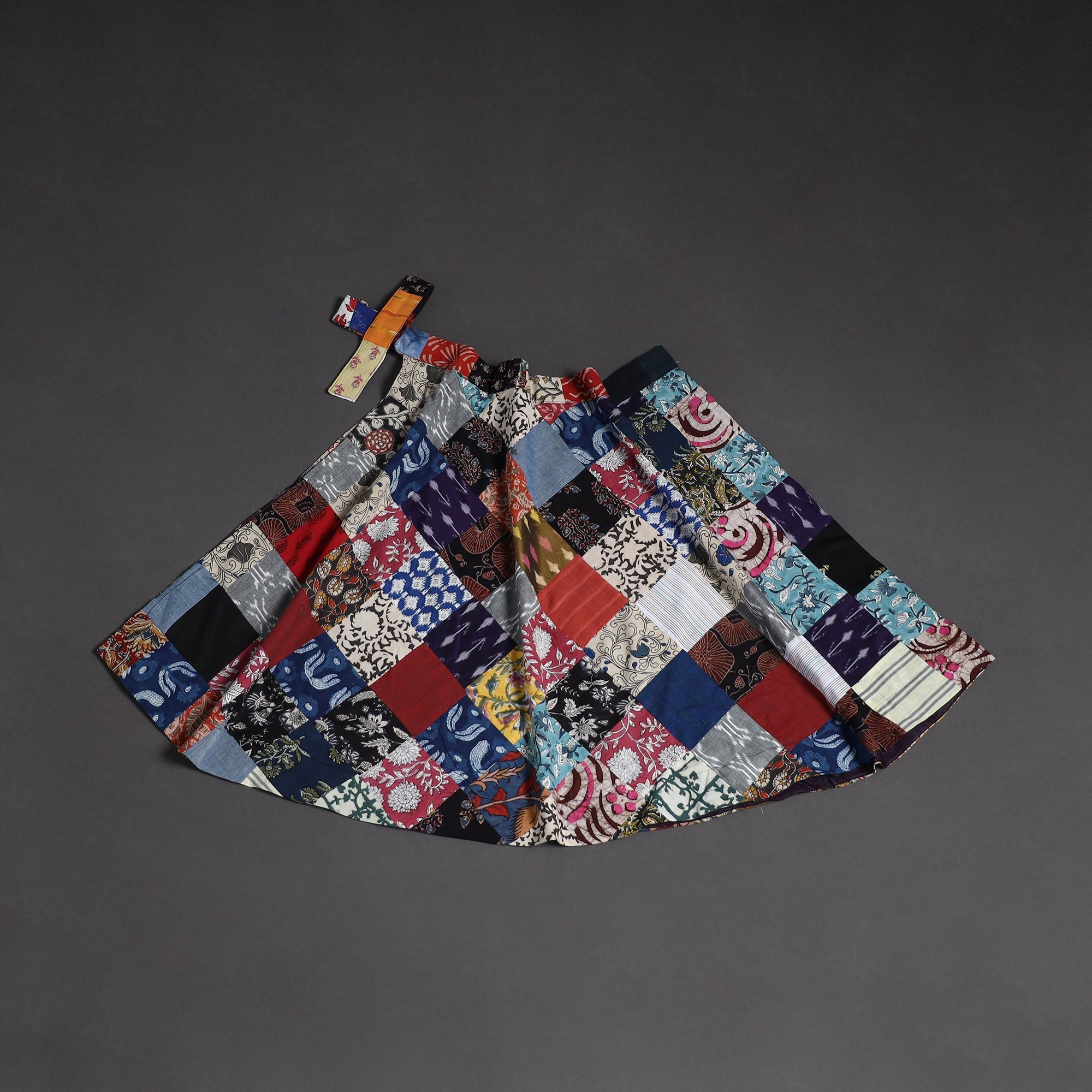 Tukdi patchwork cotton wrap around skirt 16 - handcrafted
