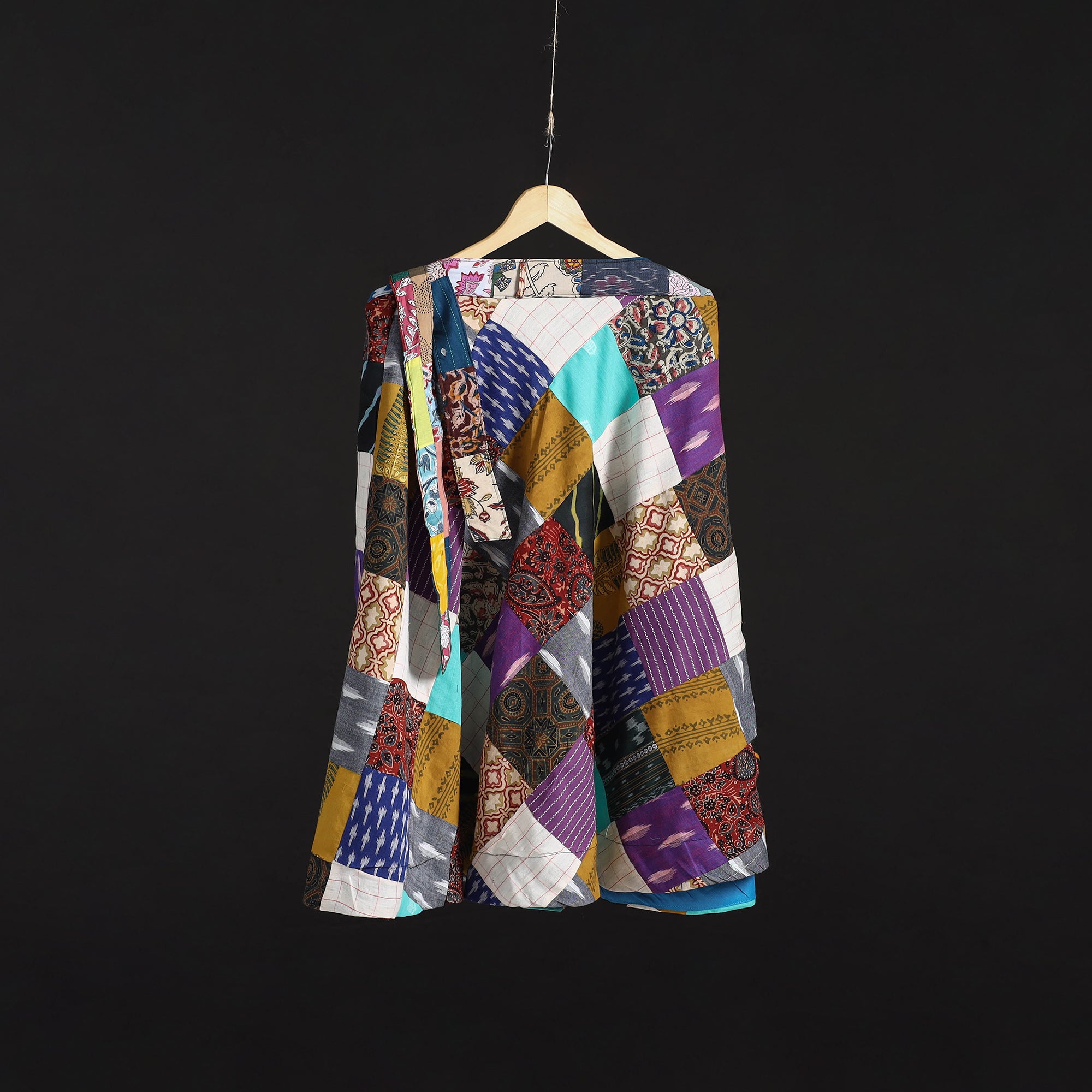 Tukdi patchwork cotton wrap around skirt 17 - handcrafted