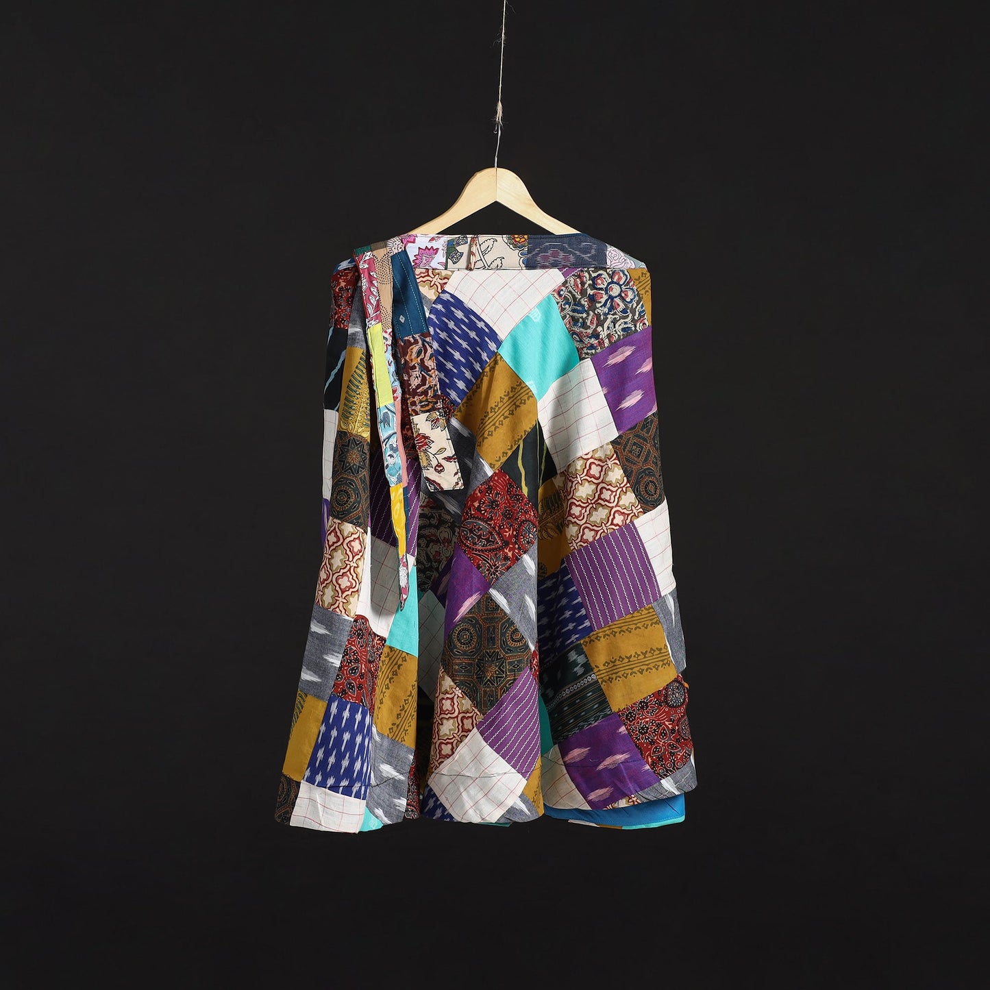 Tukdi patchwork cotton wrap around skirt 17 - handcrafted