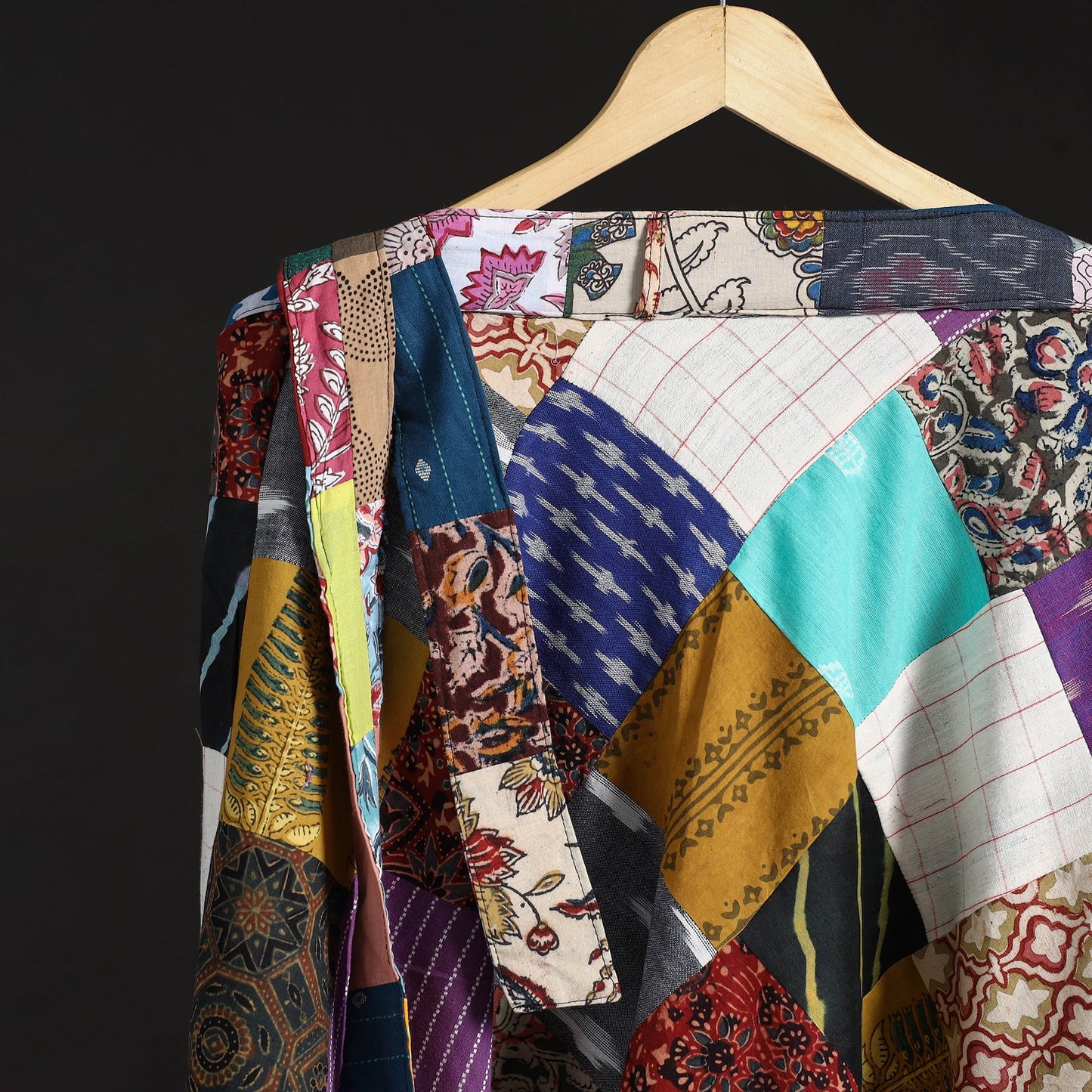 Tukdi patchwork cotton wrap around skirt 17 - handcrafted