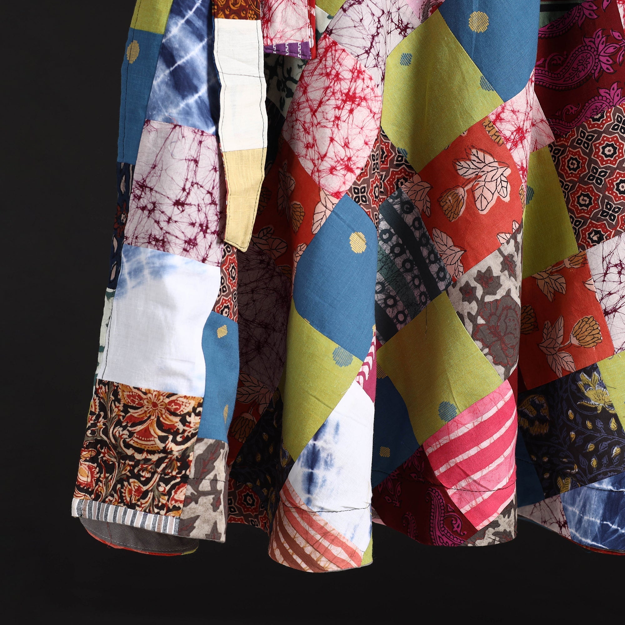 Tukdi patchwork cotton wrap around skirt 18 - handcrafted