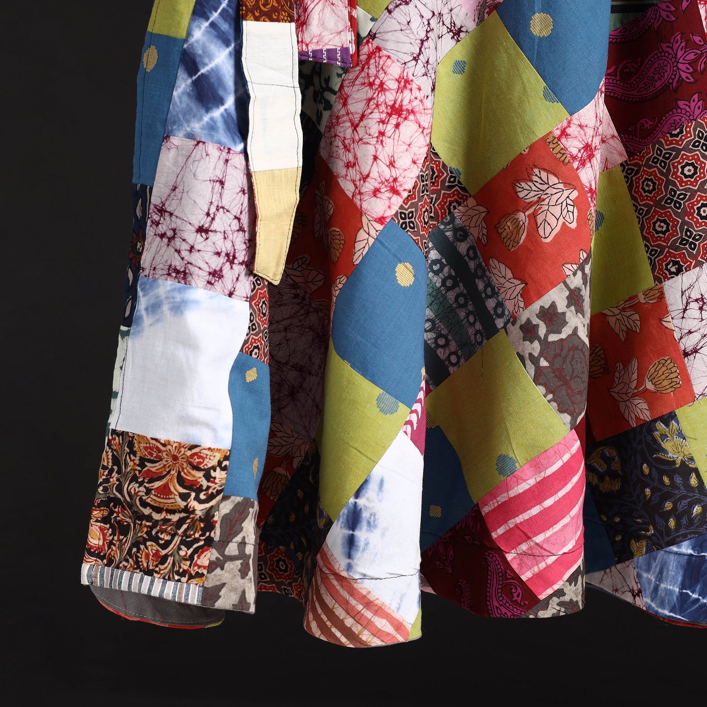 Tukdi patchwork cotton wrap around skirt 18 - handcrafted