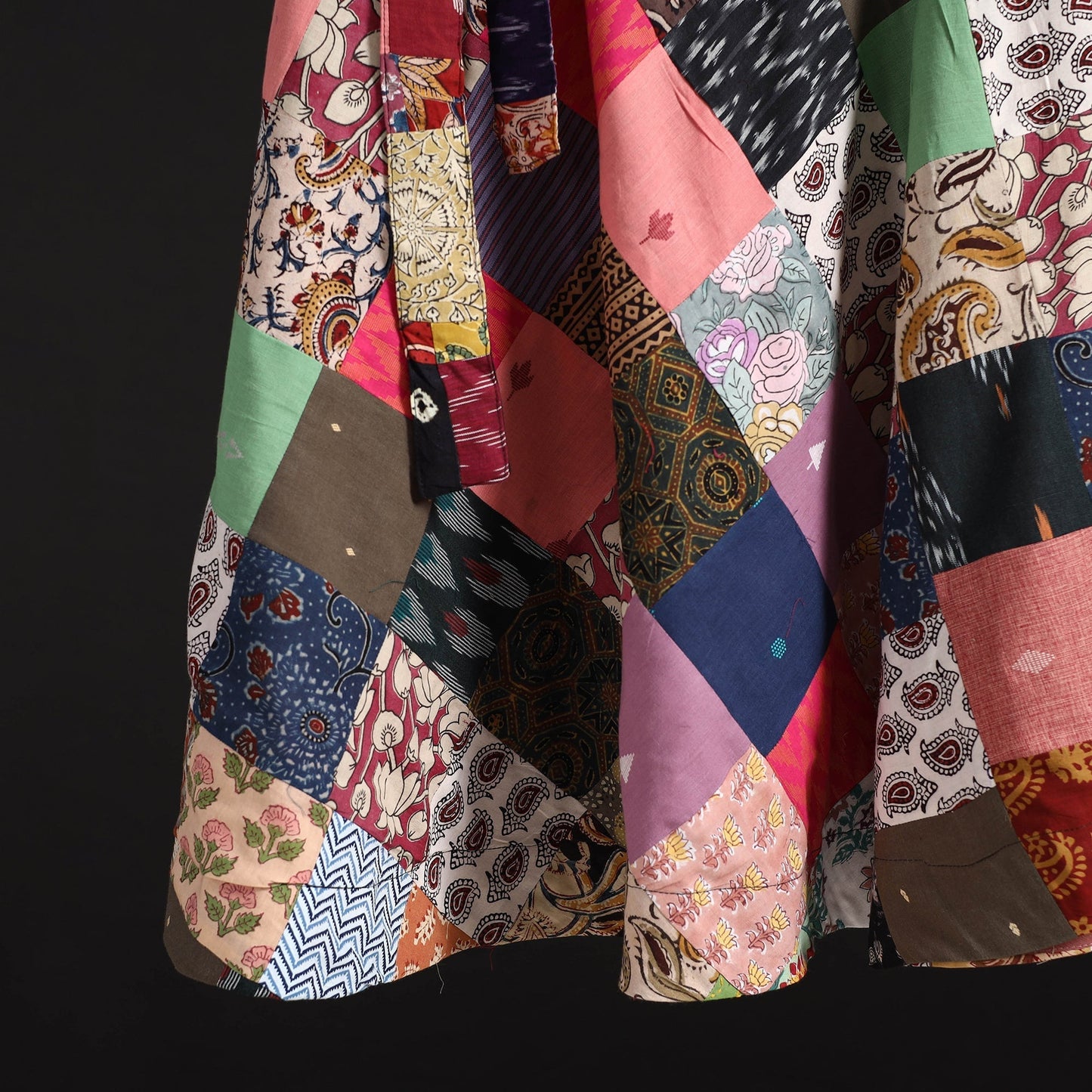 Tukdi patchwork cotton wrap around skirt 19 - handcrafted