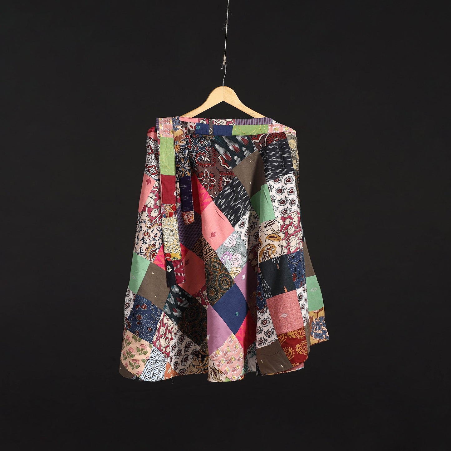 Tukdi patchwork cotton wrap around skirt 19 - handcrafted