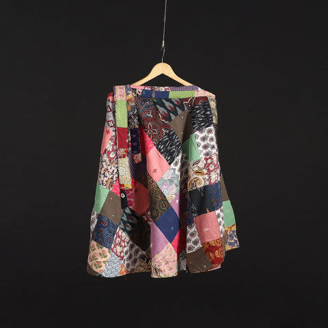 Tukdi patchwork cotton wrap around skirt 19 - handcrafted