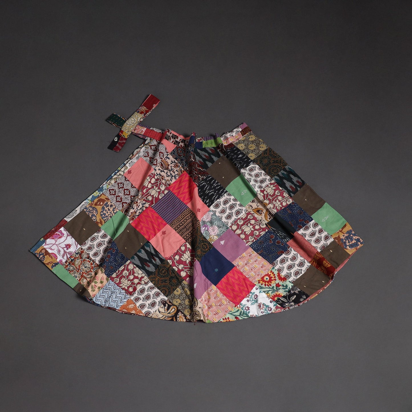 Tukdi patchwork cotton wrap around skirt 19 - handcrafted