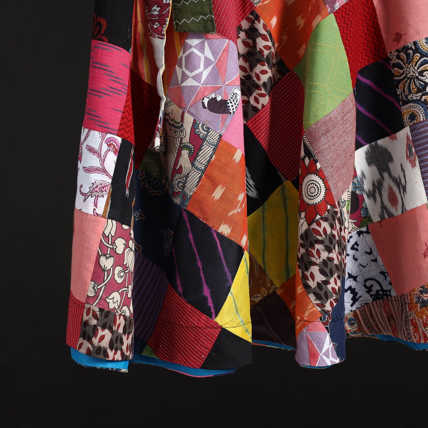 Tukdi patchwork cotton wrap around skirt 20 - handcrafted