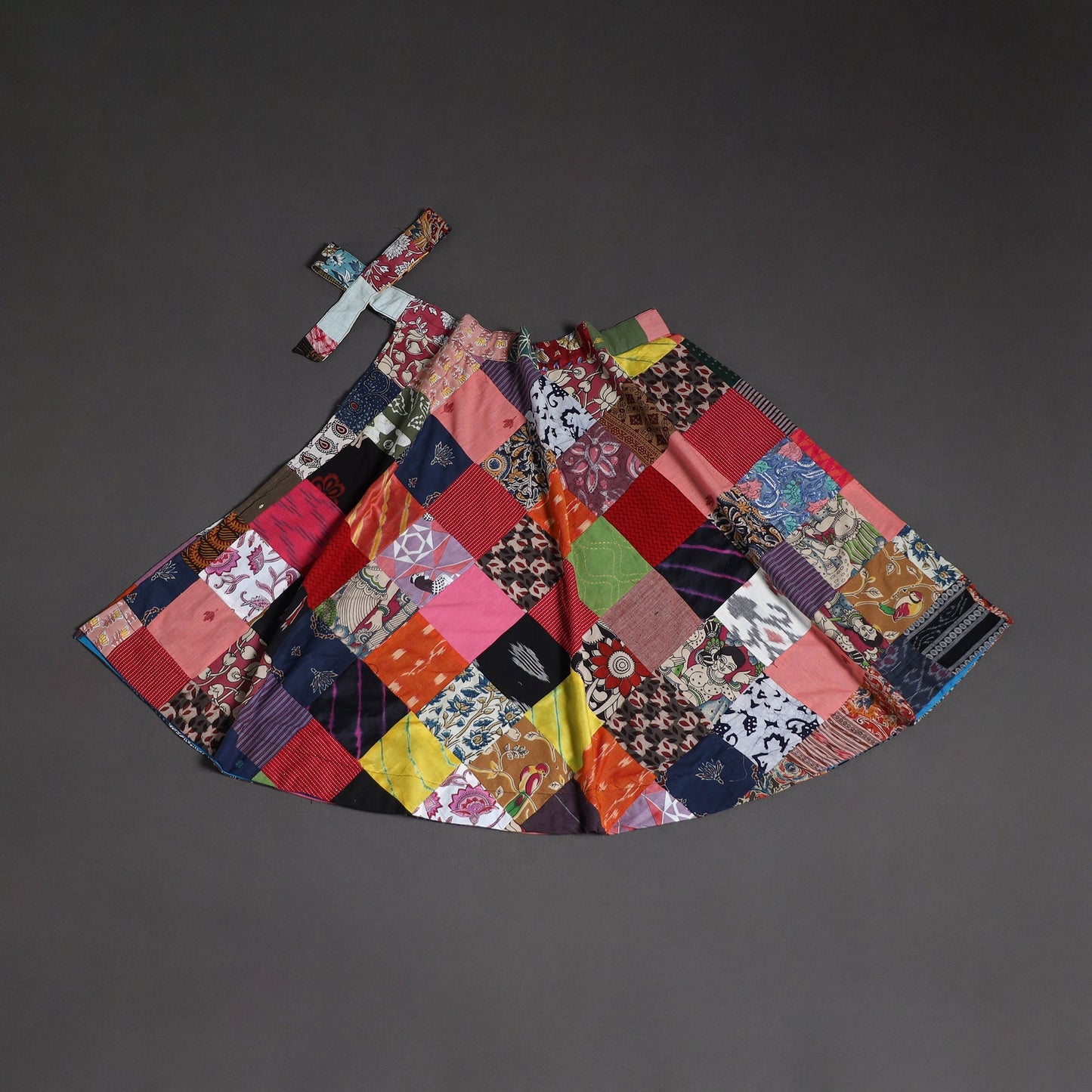 Tukdi patchwork cotton wrap around skirt 20 - handcrafted