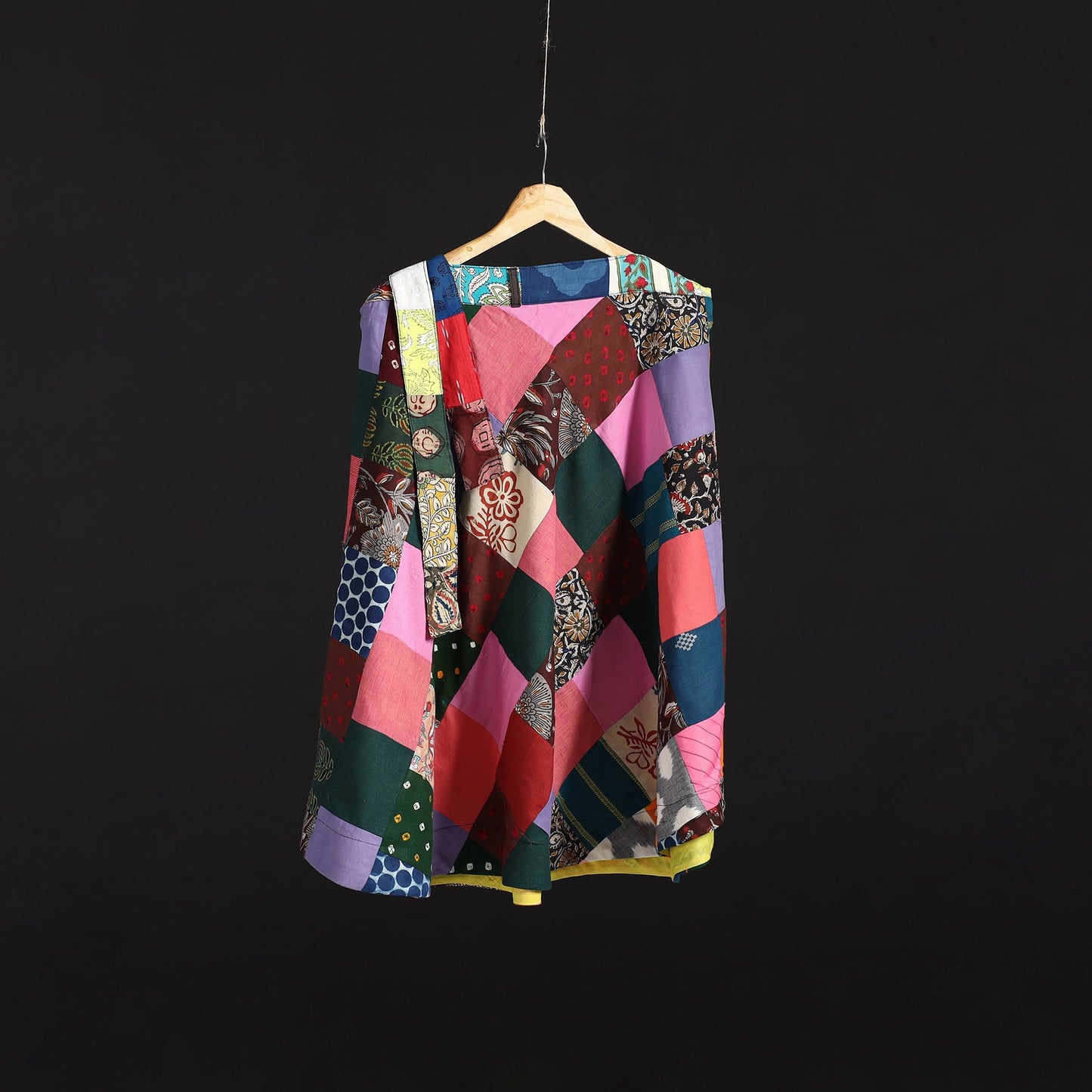 Tukdi patchwork cotton wrap around skirt 21 - handcrafted