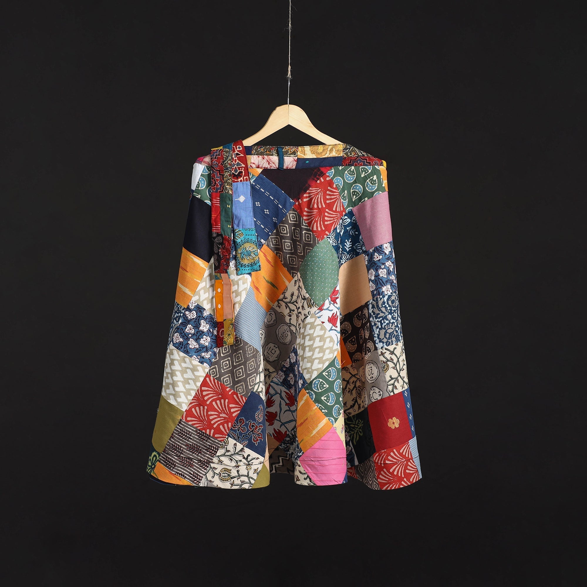 Tukdi patchwork cotton wrap around skirt 22 - handcrafted
