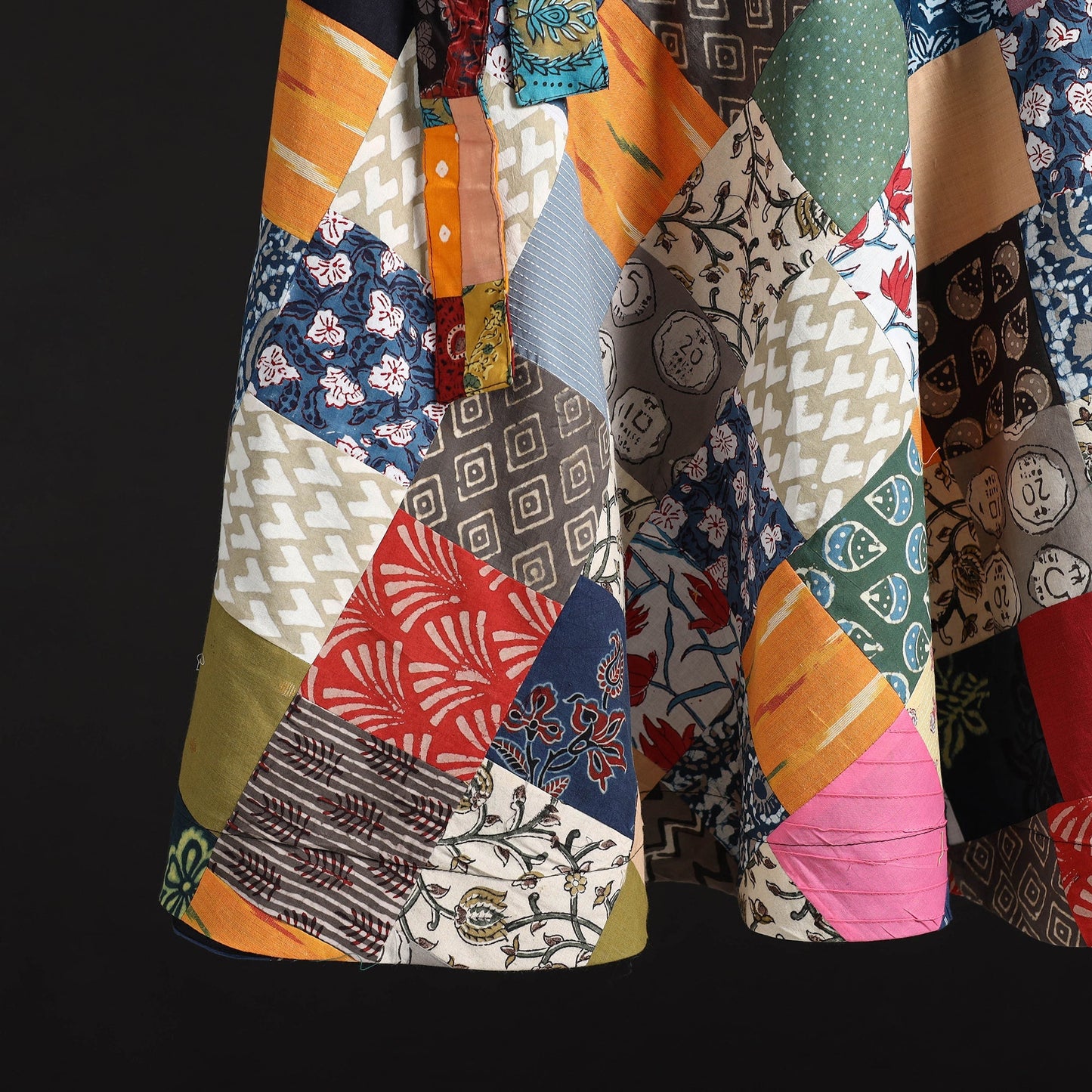 Tukdi patchwork cotton wrap around skirt 22 - handcrafted
