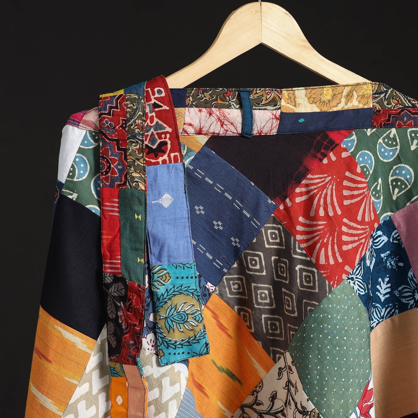 Tukdi patchwork cotton wrap around skirt 22 - handcrafted