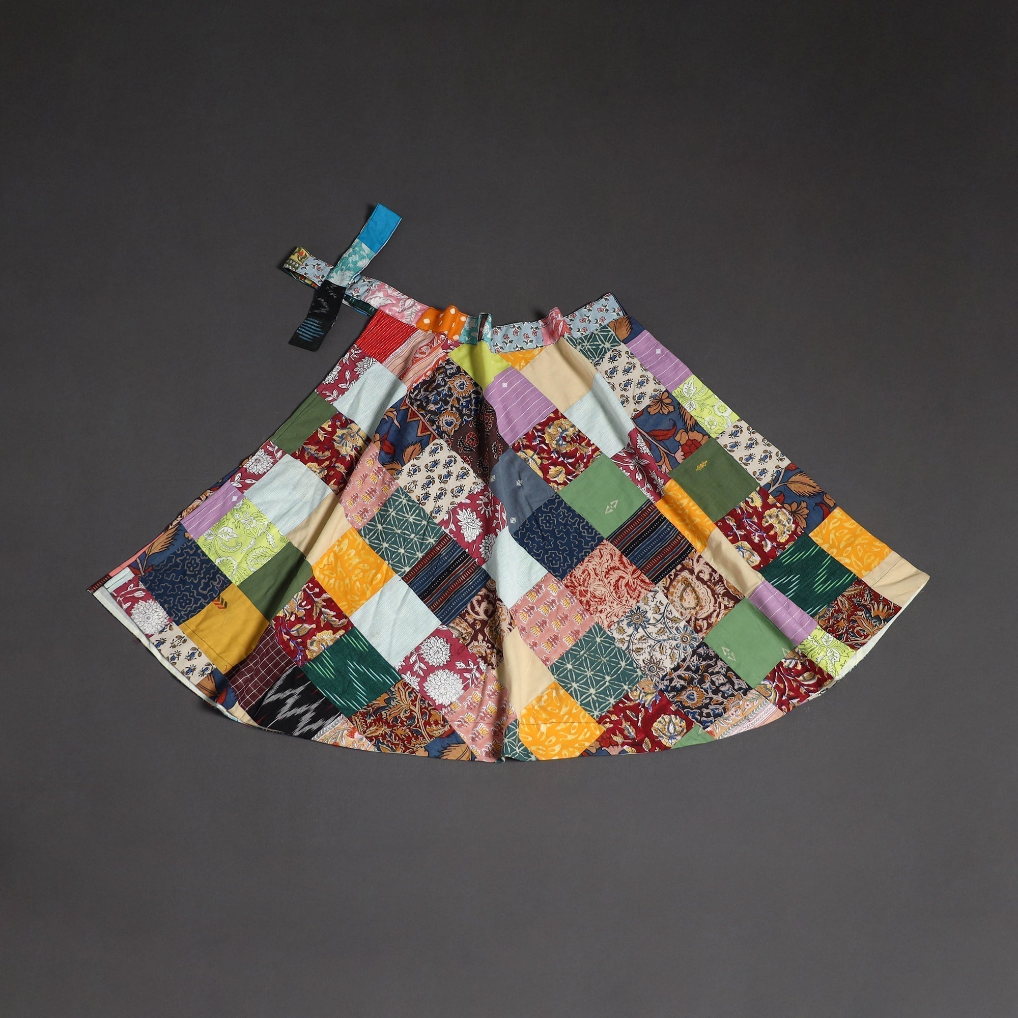 Tukdi patchwork cotton wrap around skirt 24 - handcrafted