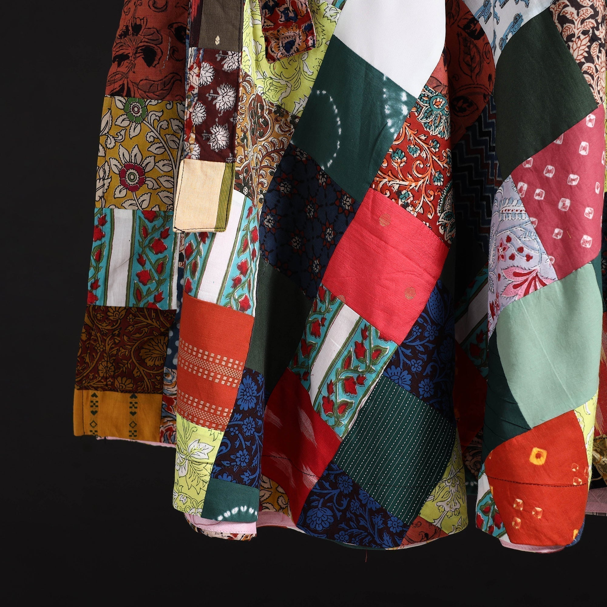 Tukdi patchwork cotton wrap around skirt 26 - handcrafted