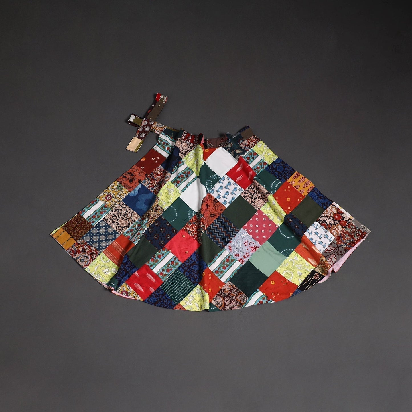 Tukdi patchwork cotton wrap around skirt 26 - handcrafted