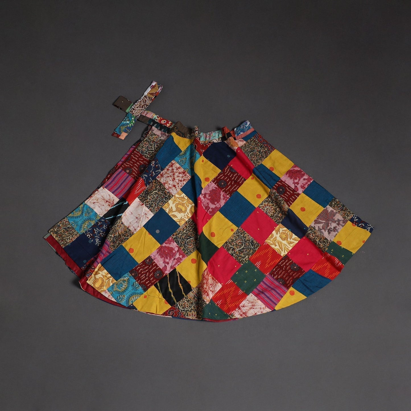 Tukdi patchwork cotton wrap around skirt 27 - handcrafted