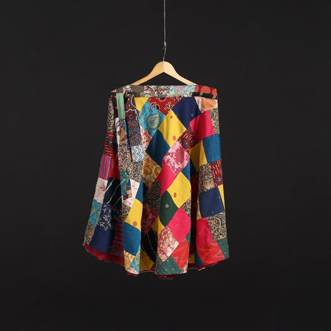 Tukdi patchwork cotton wrap around skirt 27 - handcrafted