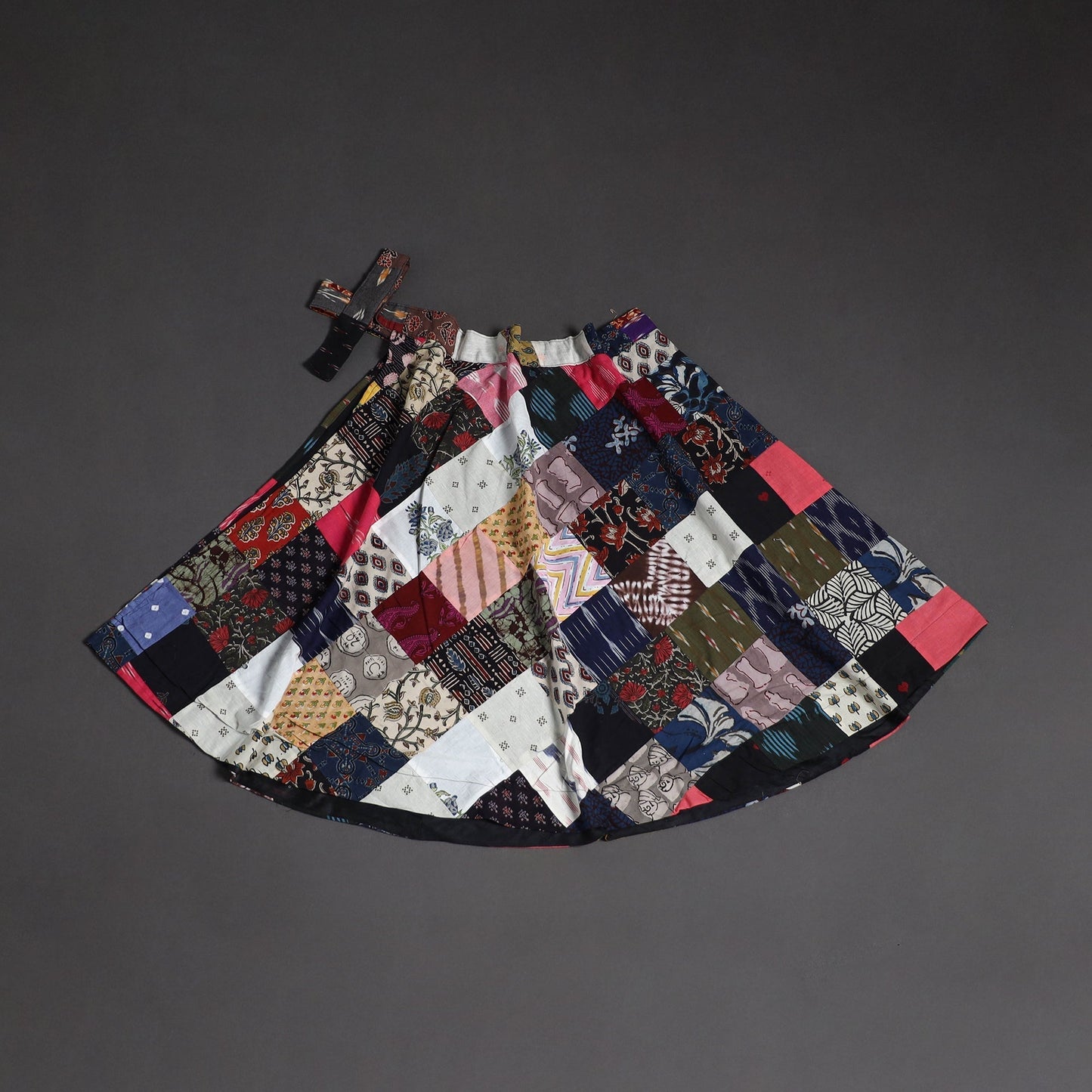 Tukdi patchwork cotton wrap around skirt 28 - handcrafted
