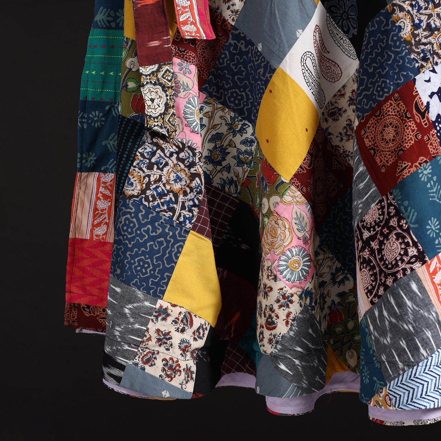 Tukdi patchwork cotton wrap around skirt 31 - handcrafted
