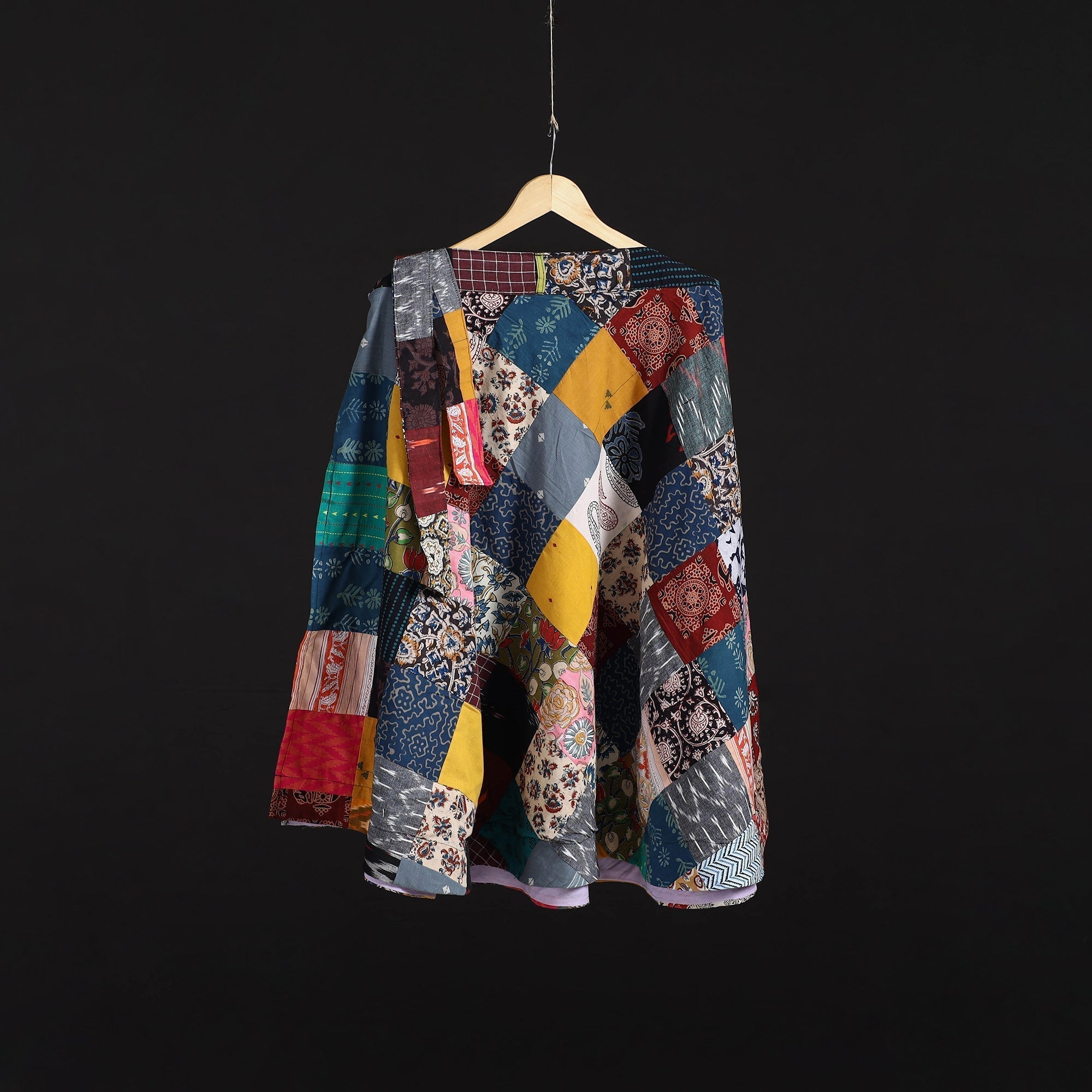 Tukdi patchwork cotton wrap around skirt 31 - handcrafted