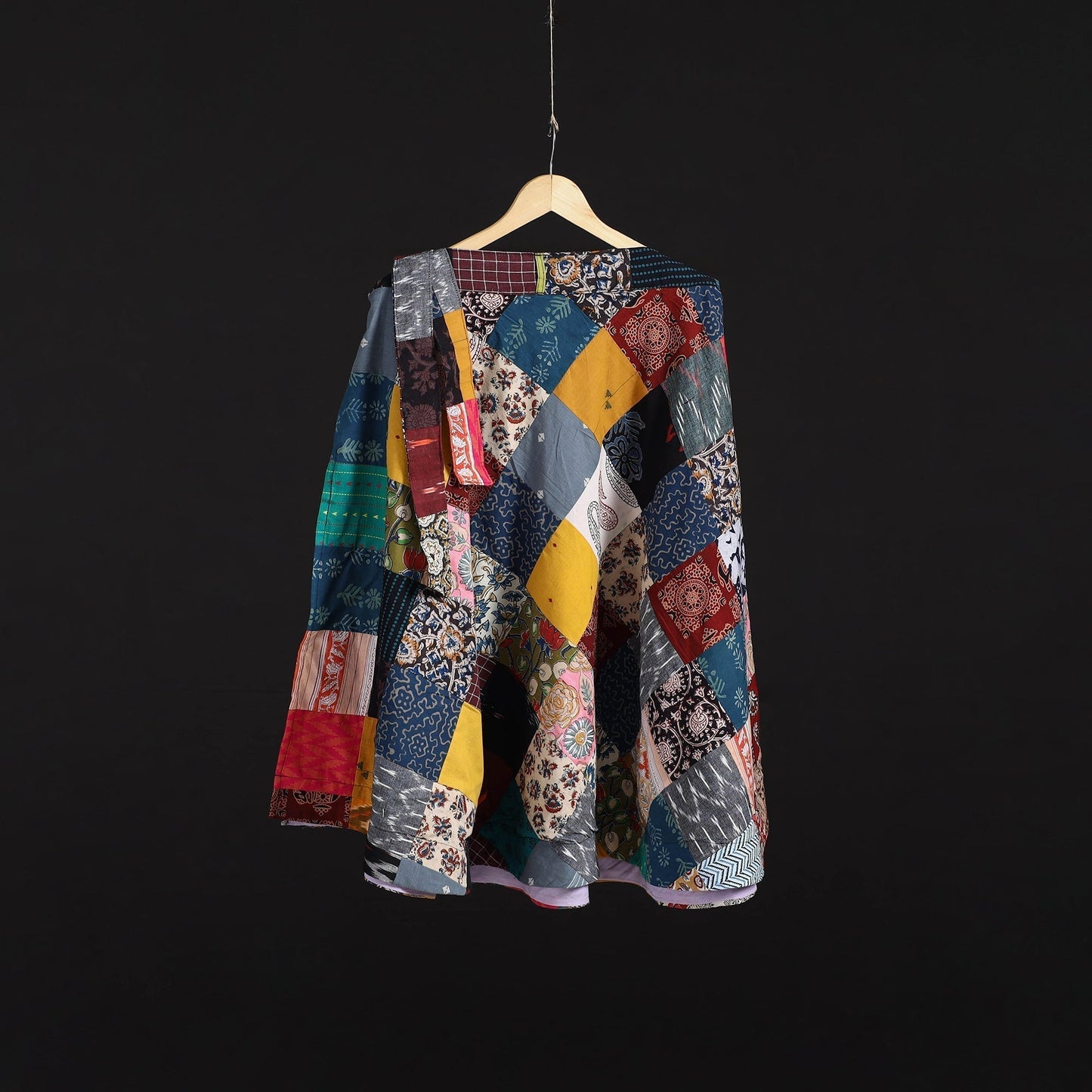 Tukdi patchwork cotton wrap around skirt 31 - handcrafted