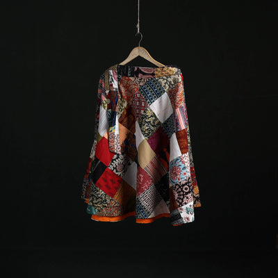 Tukdi patchwork cotton wrap around skirt 42 - handcrafted