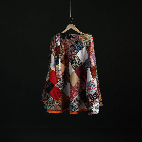 Tukdi patchwork cotton wrap around skirt 42 - handcrafted