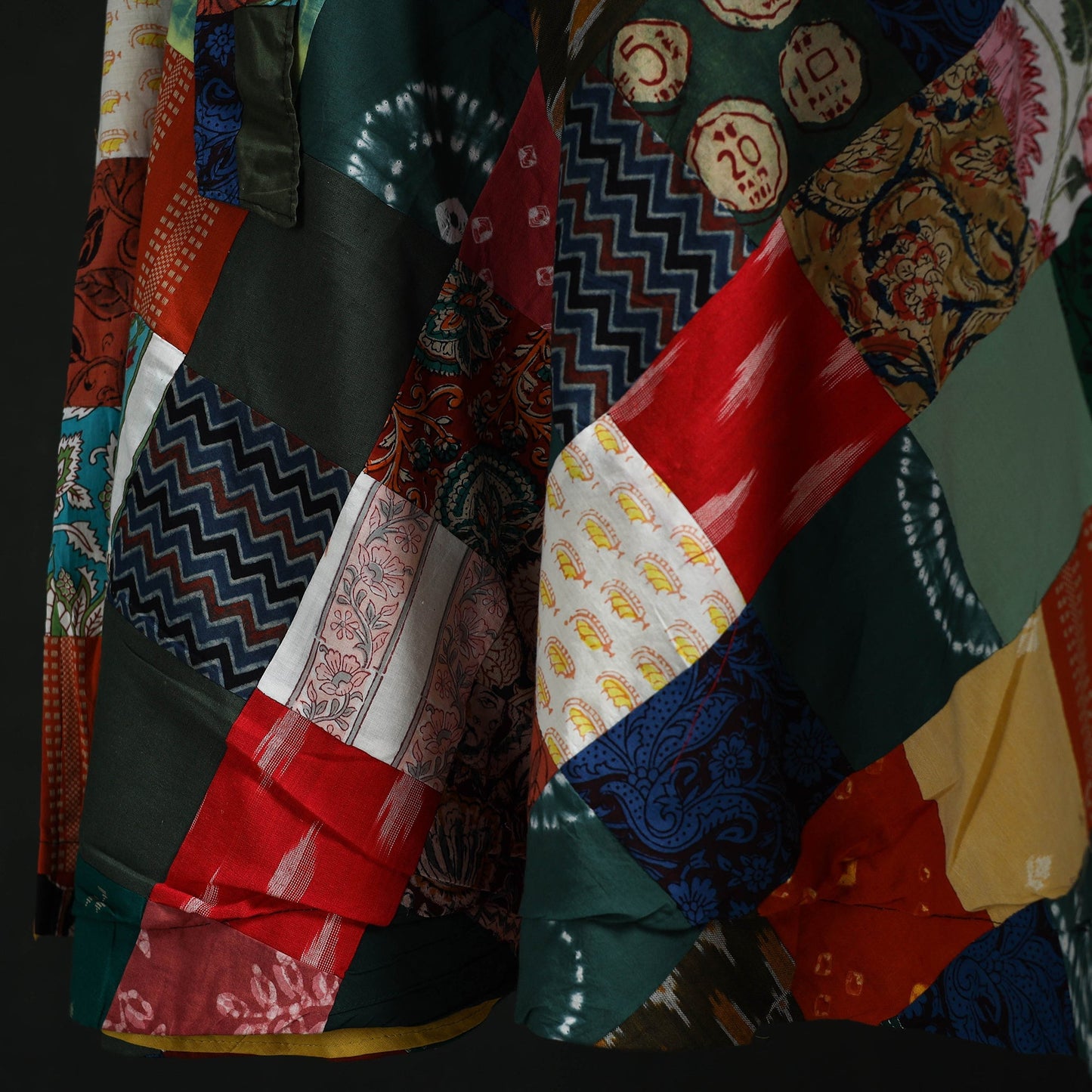 Tukdi patchwork cotton wrap around skirt 43 - handcrafted