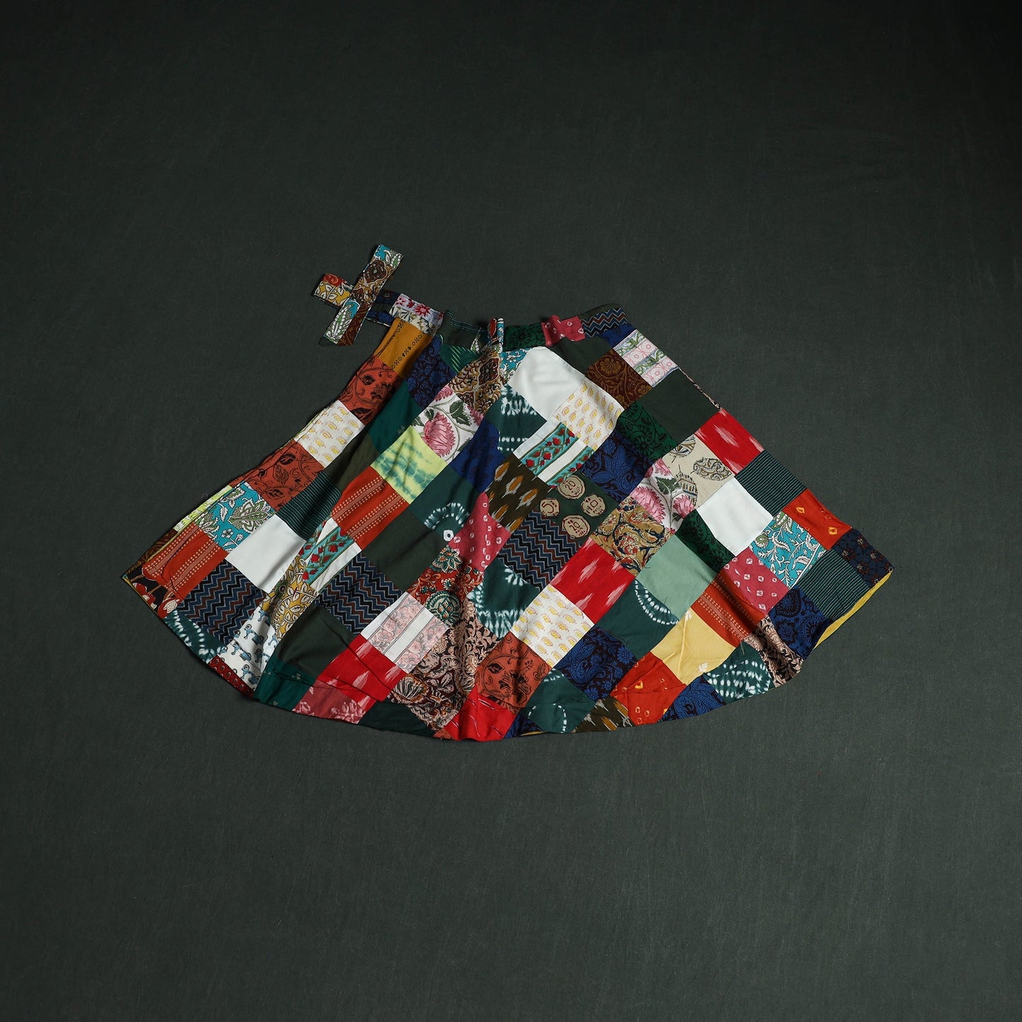 Tukdi patchwork cotton wrap around skirt 43 - handcrafted