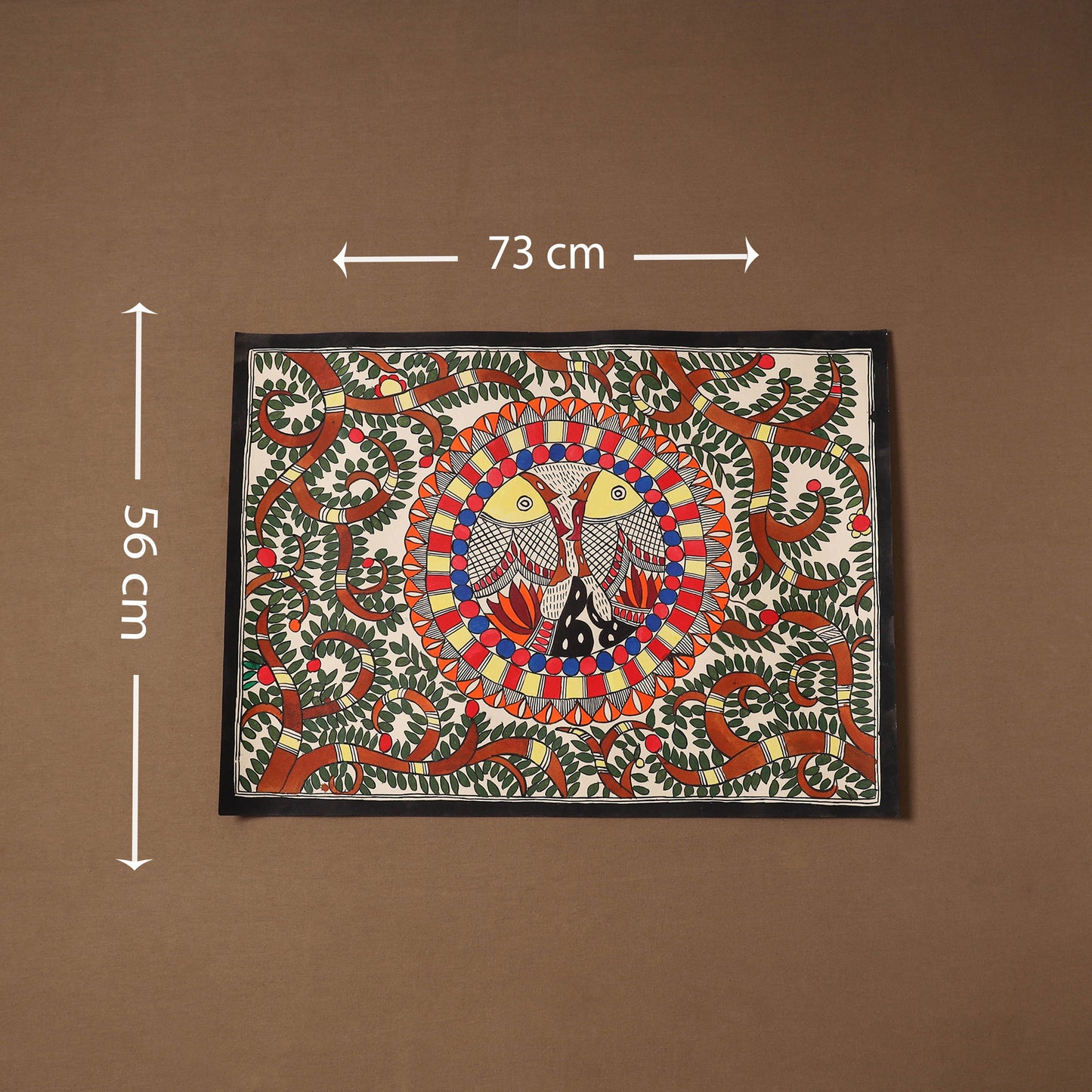 Handpainted madhubani painting by hira devi (22 x 29 in) 12