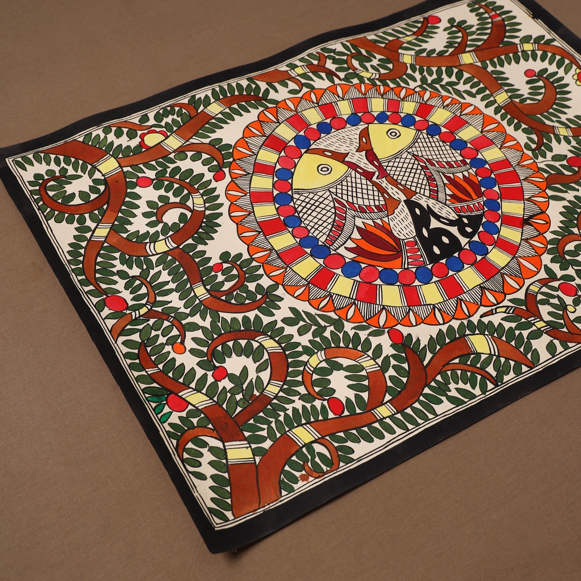 Handpainted madhubani painting by hira devi (22 x 29 in) 12