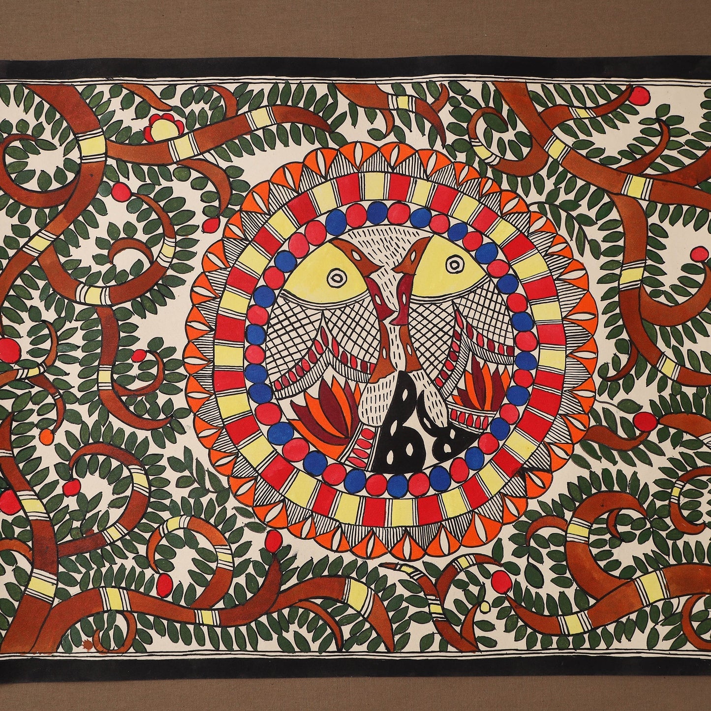 Handpainted madhubani painting by hira devi (22 x 29 in) 12