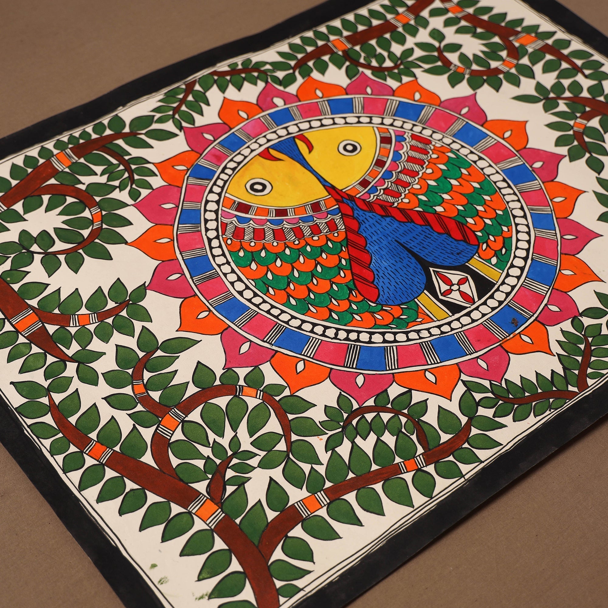 Handpainted madhubani painting by hira devi (22 x 29 in) 13