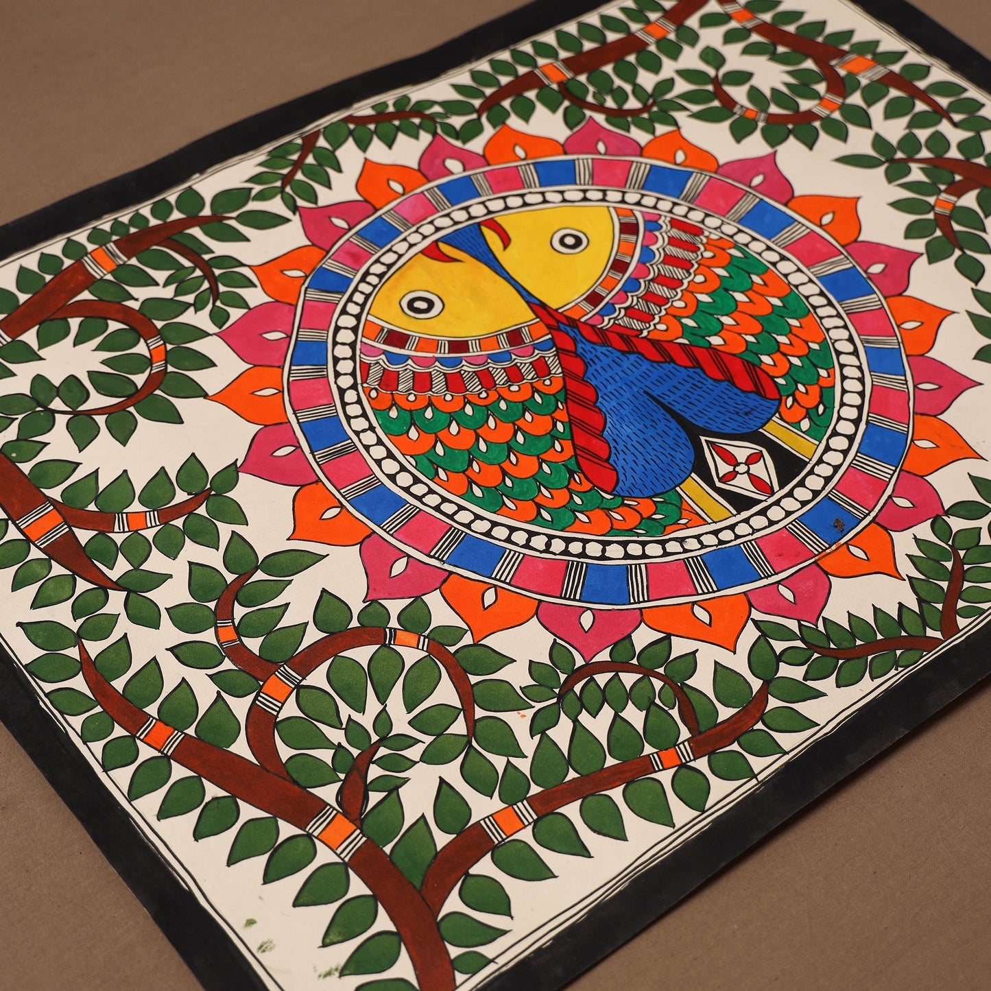 Handpainted madhubani painting by hira devi (22 x 29 in) 13