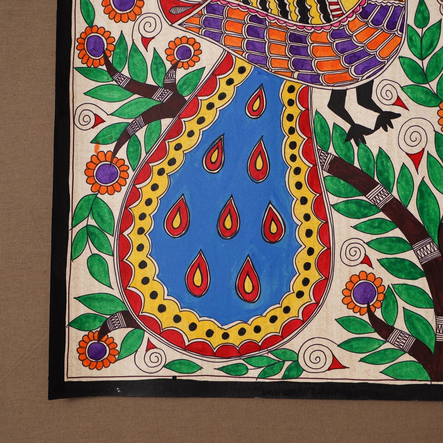 Handpainted madhubani painting by hira devi (22 x 29 in) 14
