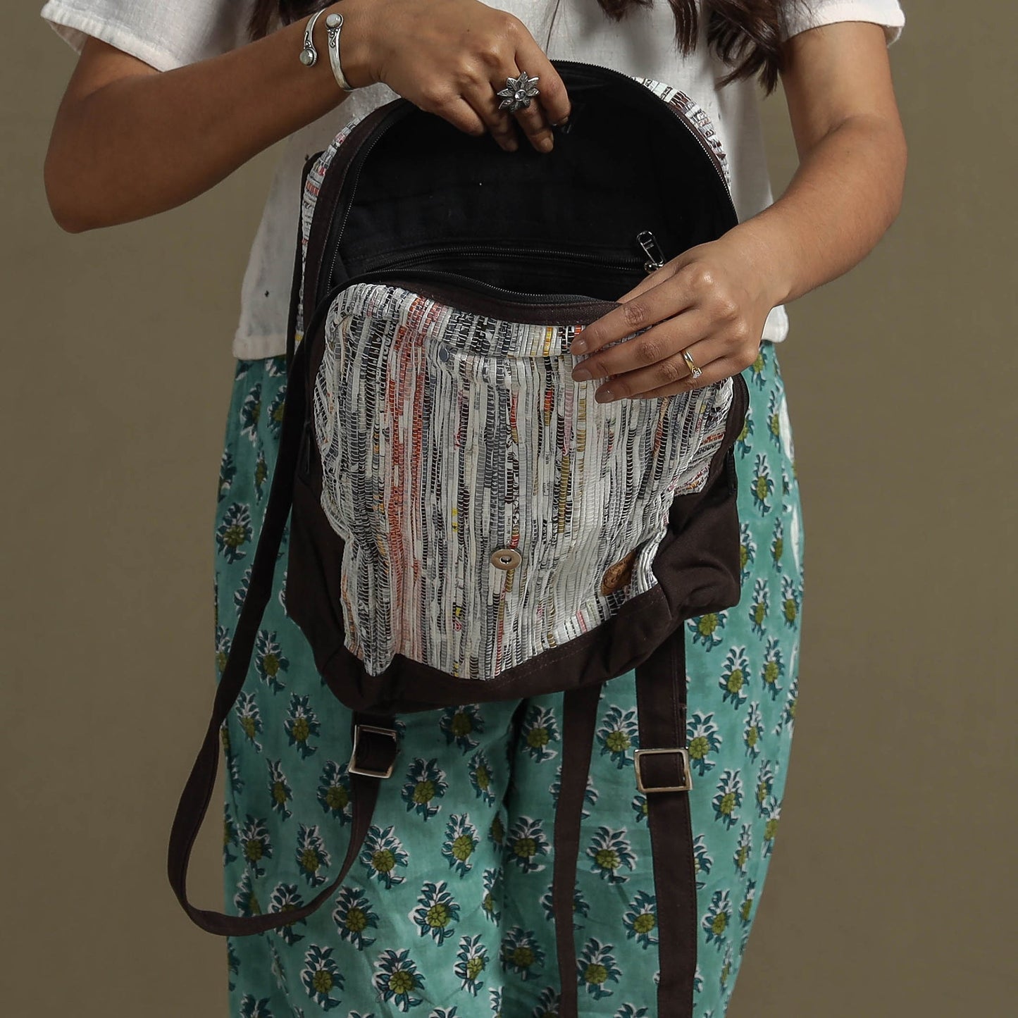  Upcycled Weave Handcrafted Laptop Backpack 