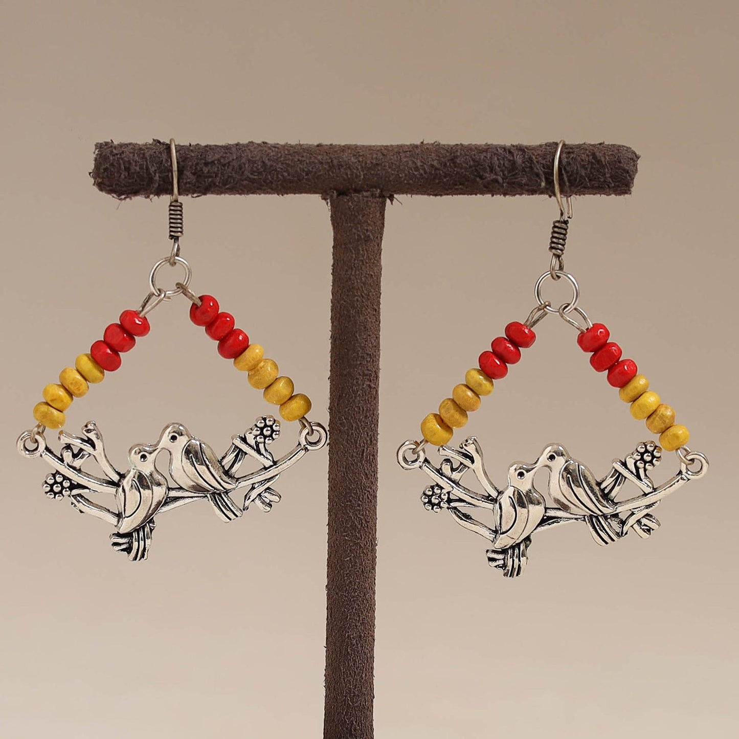 Multicolor - vanya wooden beads earrings with german silver