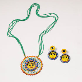  Madhubani Handpainted Wooden Necklace Set Online India 