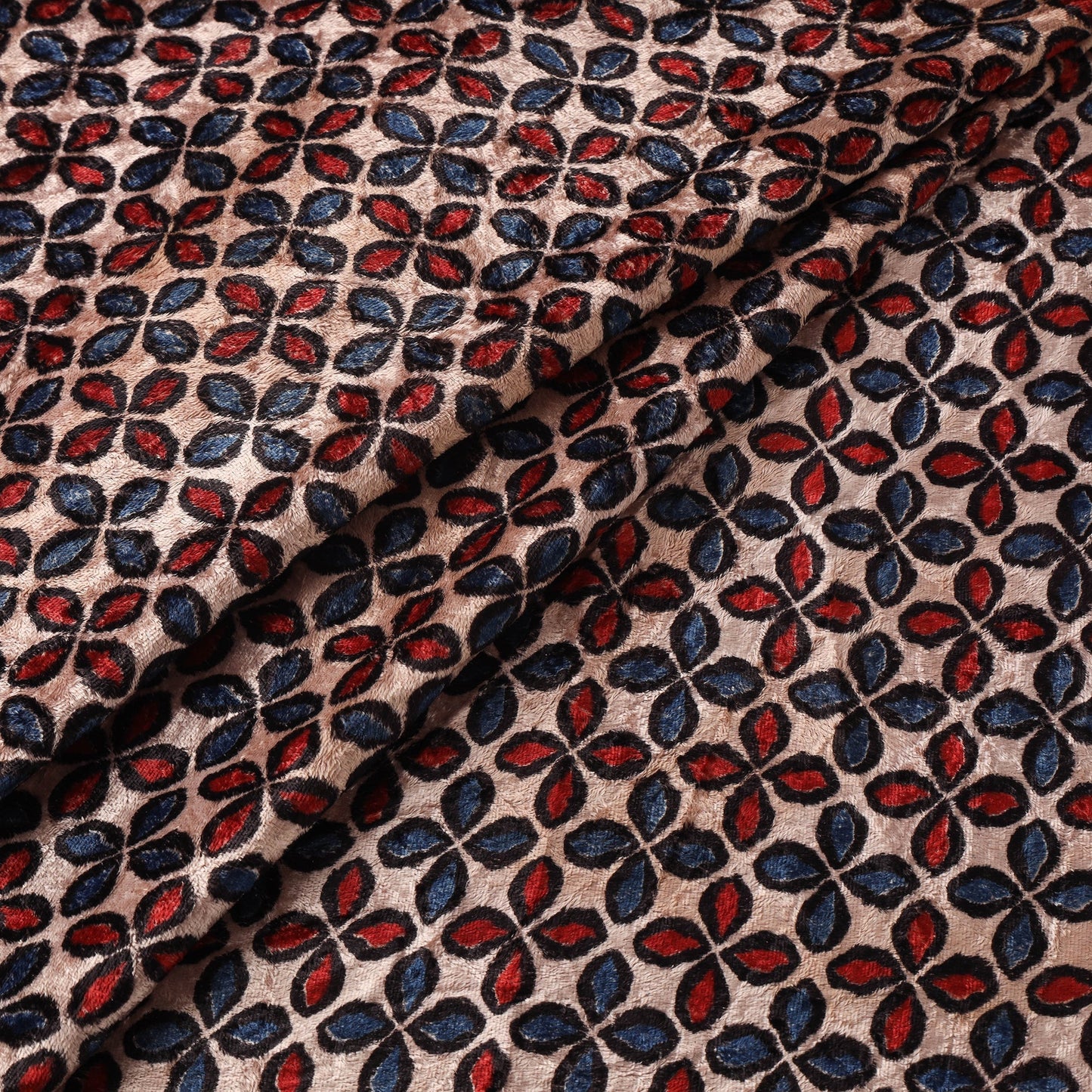 Velvet natural dyed hand fabric 02 - handcrafted